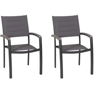 Gardenson Gartenstuhl-Set , Graphitfarben, Grau , Metall, Kunststoff, Textil , eckig , 56x90x64 cm , stapelbar , Gartenmöbel, Gartensessel, Gartenstühle