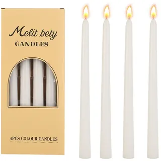 LUCKYJY 4 Stück stabkerzen,Dekorative Haushaltkerzen Leuchterkerzen Tafelkerzen Spitzkerzen für Geburtstag Hochzeit Party(2 * 25cm) (weiß)