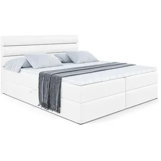 altdecor Boxbett, Weiß Hochglanz, Holzwerkstoff, Höhe ca. 20 cm 180x200 cm, Schlafzimmer, Betten, Boxspringbetten
