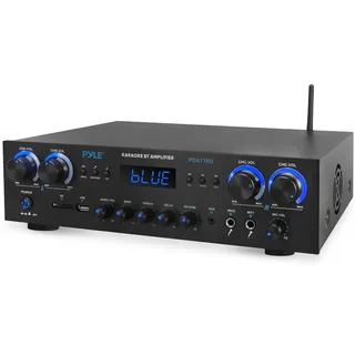Pyle 800-Watt Heimkino-Verstärker Stereo-Receiver mit Bluetooth-Streaming, unabhängiger Mikrofon-Echo- & Lautstärkeregelung, MP3/USB/SD/AUX/FM-Radio