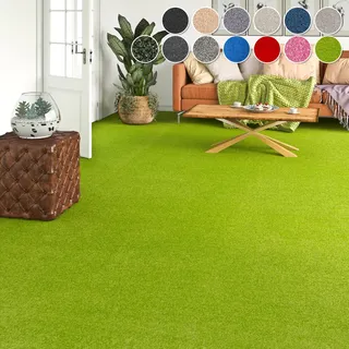 my home Teppichboden »Zephyra, Schlinge, Made in Netherlands« rechteckig 8 mm Höhe Uni Farben, Breite 400 cm, strapazierfähig, Wohnzimmer, Schlafzimmer, grün