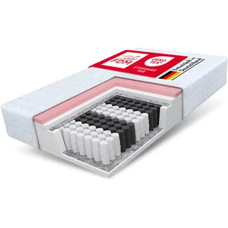 FDM Matratze 120x200 cm Härtegrad H2 H3 Höhe 27 cm Taschenfederkernmatratze Visco-Schaum Polyurethan-Schaum 7 Komfortzonen mit Hypoallergenem Waschbarem Premium-Bezug Oeko-Tex Memory Duo