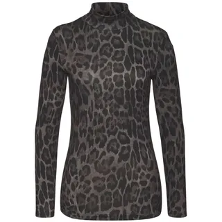 LASCANA LASCANA, Rollkragenshirt mit animal-print, Jerseyshirt, modisches Basic, braun