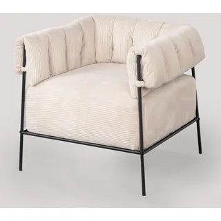 MEUBLE COSY Sessel Wohnzimmer Einzelsofa Lehnstühle Lounge mit Kissen Relaxsessel Schminkstuhl Polsterstuhl für Schlafzimmer Vanity, Cordstoff, Beige