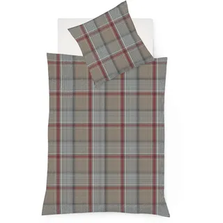 FLEURESSE Lech 4385 kariert Flanell Rot/Beige 200 x 200 cm + 2 x 80 x 80 cm