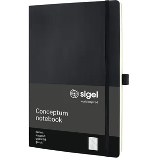 Sigel Notizbuch Conceptum® ca. DIN A4 kariert, schwarz Softcover 194 Seiten, 1 St.