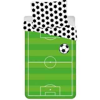 Jerry Fabrics Fußball Bettwäsche, Kinderbettwäsche, 140 x 200 cm Bettdecke, 70 x 90 cm Kopfkissen, 100% Baumwolle