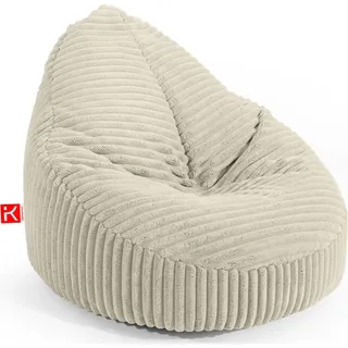 KONSIMO Sitzsack COSMO II, mit Polystyrolkugeln gefüllt, handgefertigt, Cord-Stoff - Beige