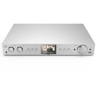 Hama DAB Tuner HiFi Digitalradio Internet Radio FM Tuner Bluetooth Tuner HiFi Internetradio Digitalradio FM WLAN Stereo Receiver Spotify Amazon Music Fernbedienung USB AUX Wecker DIT2105SBTX Silber