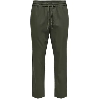 ONLY & SONS Herren ONSLINUS Crop 0007 COT LIN PNT NOOS Stoffhose, Olive Night, M