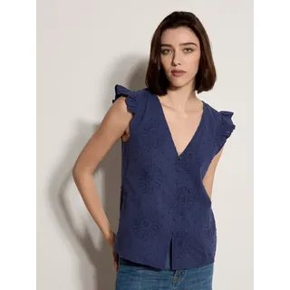 Blusentop APRICOT "Geblümte Bluse", Damen, Gr. L (40), lila, gewebt, Obermaterial: 100% Baumwolle CO., geblümt, V-Ausschnitt, Flügelärmel Rüschen, Blusen Blusentop, mit Stickerei