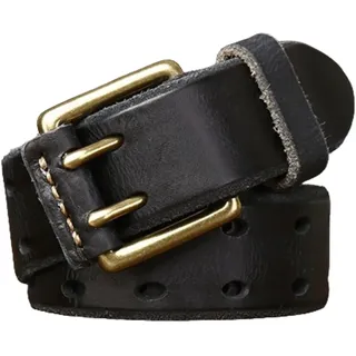 AGUTALITHIC Gürtel Herren Mit Leder-rollschnallen Doppeldorn Schließe 3,8cm Breit Ledergürtel Mit Doppel-Loch Jeansgürtel In Premium Rindleder In Vintage Look(100cm/39, Black)