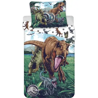 Jurassic World Kuschelige Bettwäsche Baumwolle, 140x200 cm & 70x90 cm - Weiß, Braun, Grün
