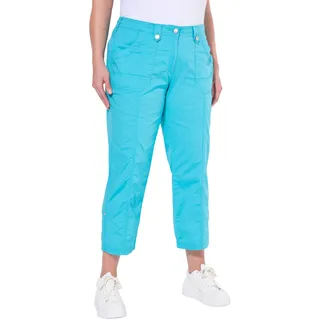 Ulla Popken Damen 7/8-Cargohose Pants, tiefes Aqua, W40 / L32