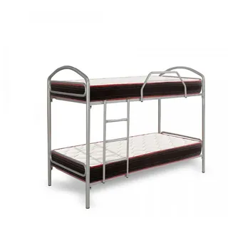 HOGAR24 ES Etagenbett aus Metall + 2 viskoelastische Matratzen Memory Fresh, 80 x 190 cm