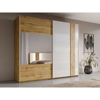 Home Affaire Schiebetürenschrank Fabella mit Spiegel 200 x 218,1 x 66,5 cm Weiß/Beige