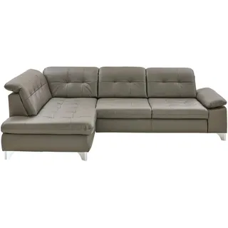 Beldomo Speed Ecksofa , Grau , Leder , Echtleder , Rindleder , Ottomane links, nicht einzeln stellbar, L-Form , 309x211 cm , Goldenes M , Typenauswahl, Bettkasten erhältlich, Fußauswahl, Lederauswahl, Stoffauswahl, Sitzqualitäten, seitenverkehrt erhältlich, Bettfunktion erhältlich, Hocker erhältlich, Rückenfutter , Wohnzimmer, Sofas & Couches, Wohnlandschaften, Ecksofas