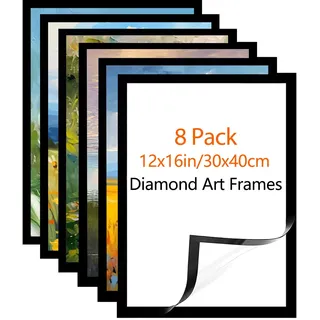 DEMOCRATIDO Diamond Painting Rahmen, 8 Packungen Diamond Painting Bilderrahmen 30x40 cm Schwarz Selbstklebend Magnetisch Bilderrahmen für Wanddekoration zu Hause(Shwarz, 8 stück)