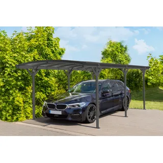 Westmann Rundbogen-Einzelcarport 3,00 x 5,76 m grau inkl. Regenrinne/Pfostenanker