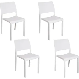 4er Set Gartenstühle Cereseto, Gartensitz, Für drinnen und draußen, Stapelbar,  Italy, 47x53 h82 cm, Weiß - Weiß