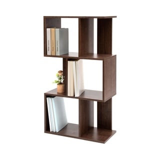 Iris Ohyama, Wandregal mit Ebenen, S-förmiges Möbelstück, 3 Regale, Modular, Wandbefestigungsset, Trennwand, Büro, Schlafzimmer, Wohnzimmer - Display Shelf SRK-W3- Braun