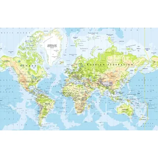 Papermoon Fototapete »WELTKARTE-ABSTRAKT 3D DESIGN TAPETE XXL POSTER WANDBILD«, bunt