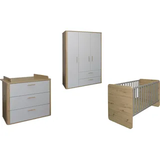 Mäusbacher "Lilly", Wiko/Bett/Kleiderschrank, 3 tlg., asteiche, kreidegrau,
