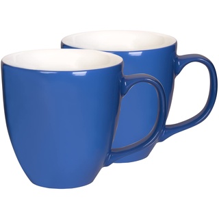 Mahlwerck Jumbotasse, Große Porzellan-Kaffeetasse mit hoch-glänzender Oberfläche, Pacific Blue, Blau, 2er Set, 400ml