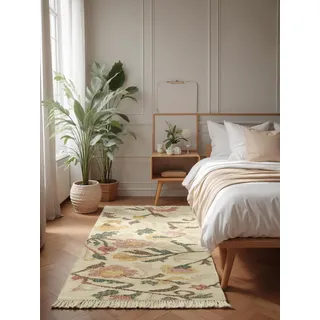 ELLE DECORATION Kelim Violette Juteteppich 80 x 200 cm Beige/Creme Multifarben