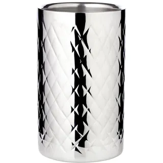 EDZARD Flaschenkühler Nebraska, gemustert (H 20 cm, Ø 12 cm) für 1 Flasche, Edelstahl hochglanzpoliert, doppelwandig, Handarbeit - Weinkühler, Champagnerkühler, Sektkühler, Getränkekühler, Barzubehör