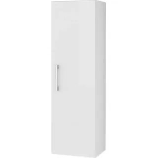 Domodomo Badezimmer Badschrank Pinia 125 x 33 cm, Badezimmer Hängeschrank Wandschrank- hoch Weiß Hochglanz Badhängeschrank mit Fronten in Hochglanz - Weiß