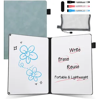 AGM A5 Mini Whiteboard, Kleines Whiteboard, tragbare Schreibtafel mit 3 Farbstiften, Radiergummi und Netzbeutel für Büro, Arbeitszimmer, Klassenzimmer und Zuhause – Marineblau
