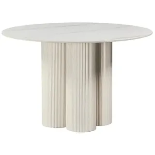 DRW Runder Esstisch aus Holz in Beige, 76 x 120 x 120 cm