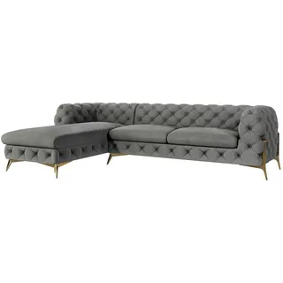 s-style möbel S-STYLE Chesterfield Ecksofa Natalie - Grau - Maße cm/ B: 305 H: 75