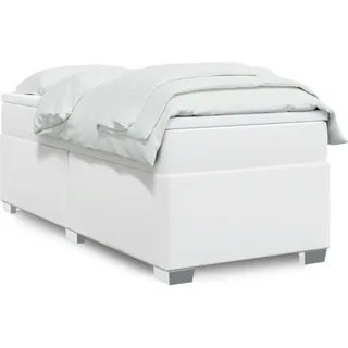 Langlebige Boxspringbett mit Matratze Weiß 80x200 cm Kunstleder Gästebett mit Lattenrost Möbel1358597 - Weiß