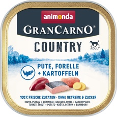 animonda GranCarno Country Nassfutter in Schale für erwachsene Hunde mit Pute, Forelle + Kartoffel 150 g