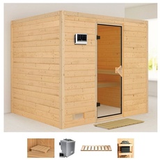 Bild von Sauna »Soraja«, (Set), 9-kW-Bio-Ofen mit externer Steuerung, beige