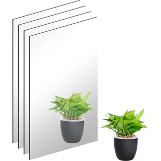 DARENYI 4 Stück Klebespiegel 30x21cm Glasspiegel Spiegel zum Aufkleben | HD Glas Spiegelfolie Selbstklebend Wandspiegel Rahmenlos Spiegel für Badezimmer Wohnzimmer Schlafzimmer Schrank, 2mm