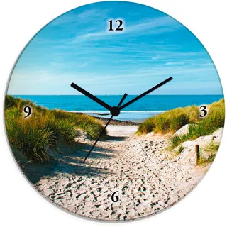 Artland Wanduhr »Strand mit Sanddünen und Weg zur See«, wahlweise mit Quarz- oder Funkuhrwerk, lautlos ohne Tickgeräusche, beige