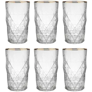 Butlers Longdrinkgläser (6er Set) Upscale 460 ml , Goldfarben , Glas , Gläser, Longdrinkgläser