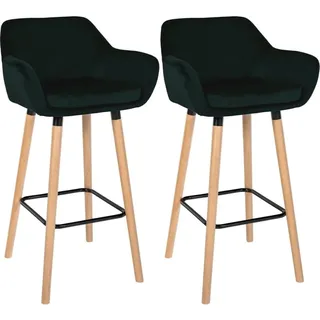 Barhocker, Samthocker, hoher Sitzkomfort - Modern - Buchenholz | Farbe: Grün