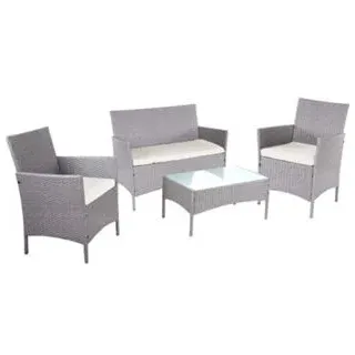 MCW Poly-Rattan Set 7-tlg. Grau/Creme