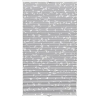 GARDINIA Plissee zum Klemmen, Blickdichtes Faltrollo, Alle Montage-Teile inklusive, Plissee verspannt mit Zwei Bedienschienen, Japandi Ginkgo Oesyter Mushroom, Grau/Weiß, 80 x 130 cm