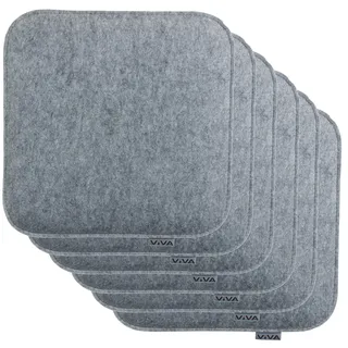 Brandsseller 6er Set Sitzkissen aus Filz 35x35x2 cm – Robuste Stuhlauflagen für innen und außen, eckiges Sitzpolster, strapazierfähiges Kissen für Stühle – Hellgrau