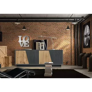 Wohnzimmer Sideboard 2 Türen Schubladen schwarz neu Modern - Schwarz