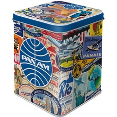 Nostalgic-Art Retro Teedose, 100 g, Pan Am – Travel Collage – Geschenk-Idee für Reiselustige, Aufbewahrung für losen Tee und Teebeutel, Vintage Design
