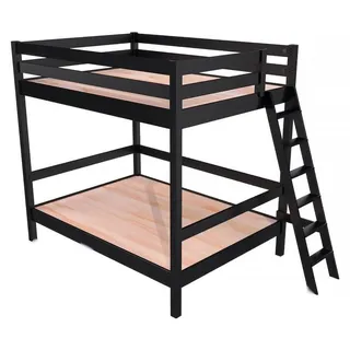 Etagenbett 2-Sitzer 160x200 für Erwachsene Treppe Holz Sylvia - Schwarz - Schwarz