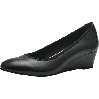 TAMARIS Damen Pumps mit Keilabsatz Leder, schwarz,