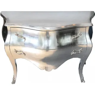 Casa Padrino Barock Kommode Silber handgefertigt aus Massivholz 120 x 55 x 85 cm - Silber