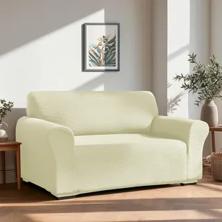 Deconovo Stretch Sofa Abdeckung waschbar Sofabezug dehnbar Sofaüberwurf Sesselbezug Sofahusse Super Elastisch für Wohnzimmer, 3-Sitzer, 185 * 83 * 89cm, Beige